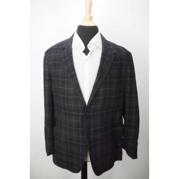 Ermenegildo Zegna CURRENT Blue Gray Flannel Elbow Pad Cashmere Blend Jacket 48R